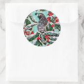 Quail in Weihnachten Holly! Runder Aufkleber (Tasche)