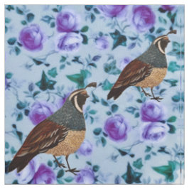 Quail on Chintz Fabric Stoff