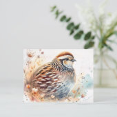 Quail Watercolor Botanical Postkarte (Stehend Vorderseite)