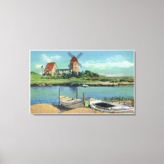 Quaint Cape Cod, View von Windmill und Boats Leinwanddruck (Vorderseite)