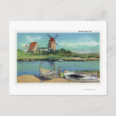 Quaint Cape Cod, View von Windmill und Boats Postkarte (Vorderseite)