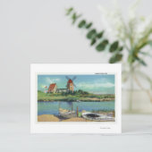 Quaint Cape Cod, View von Windmill und Boats Postkarte (Stehend Vorderseite)