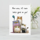Quaint Cats with Big Eyes 50th Birthday Flat Karte (Stehend Vorderseite)