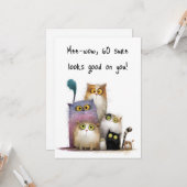 Quaint Cats with Big Eyes 60th Birthday Flat Karte (Vorderseite/Rückseite Beispiel)