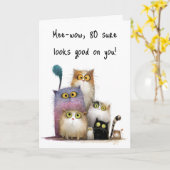 Quaint Cats with Big Eyes 80th Birthday Greeting Karte (Gelbe Blume)