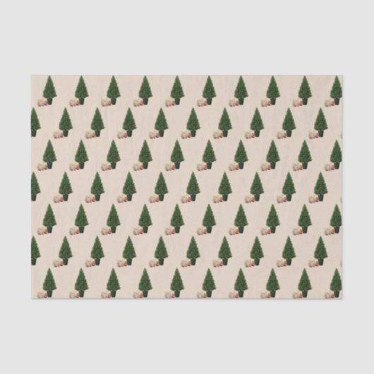 Quaint Christmas Scene Beige Seidenpapier (Vorderseite)