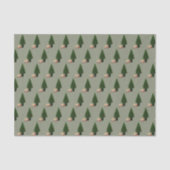 Quaint Christmas Scene Green-Gray Seidenpapier (Vorderseite)