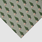 Quaint Christmas Scene Green-Gray Seidenpapier (Ausschnitt)