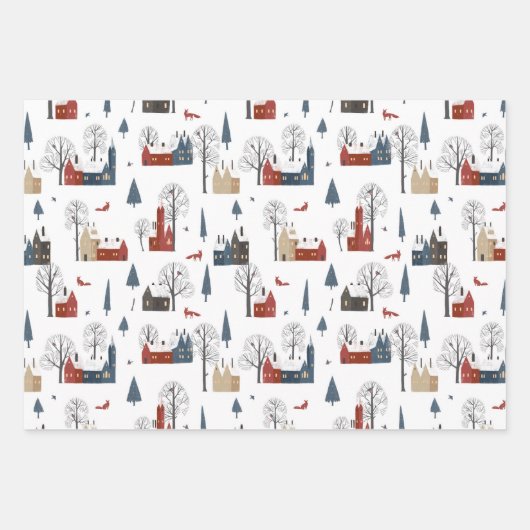 Quaint Country Woodland Szene Set 3 Geschenkpapier Set (Vorderseite 2)