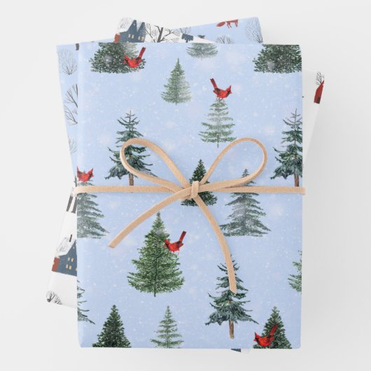 Quaint Country Woodland Szene Set 3 Geschenkpapier Set (Beispiel)