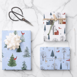 Quaint Country Woodland Szene Set 3 Geschenkpapier Set