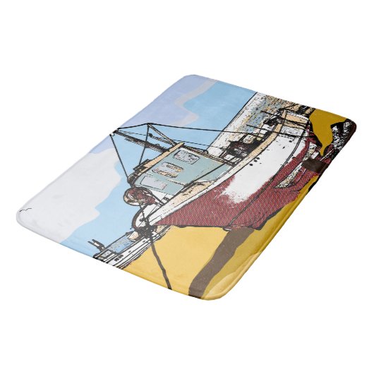 Quaint Fishing Boat Badematte (Schrägansicht)