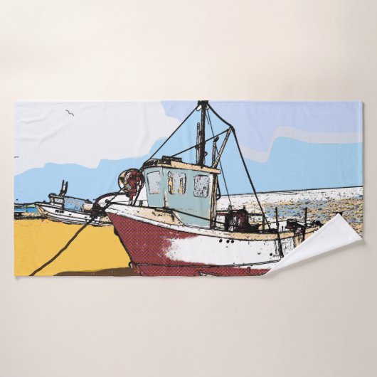 Quaint Fishing Boat Badhandtuch Set (Badehandtuch)