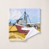 Quaint Fishing Boat Badhandtuch Set (Waschlappen)