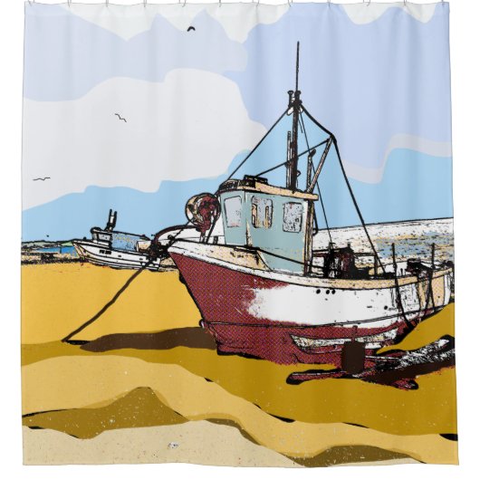 Quaint Fishing Boat Duschvorhang (Vorderseite)