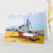 Quaint Fishing Boat Editable Karte (Gelbe Blume)