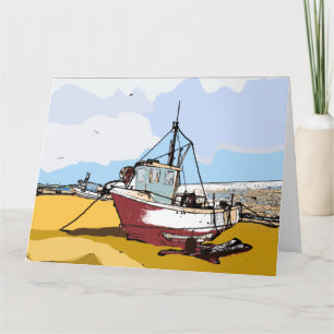 Quaint Fishing Boat Editable Karte