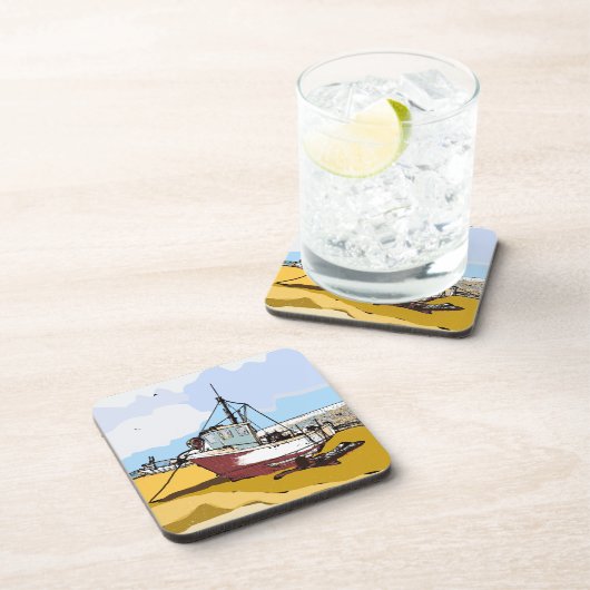 Quaint Fishing Boat Getränkeuntersetzer (Rechte Seite)