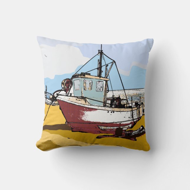 Quaint Fishing Boat Kissen (Vorderseite)