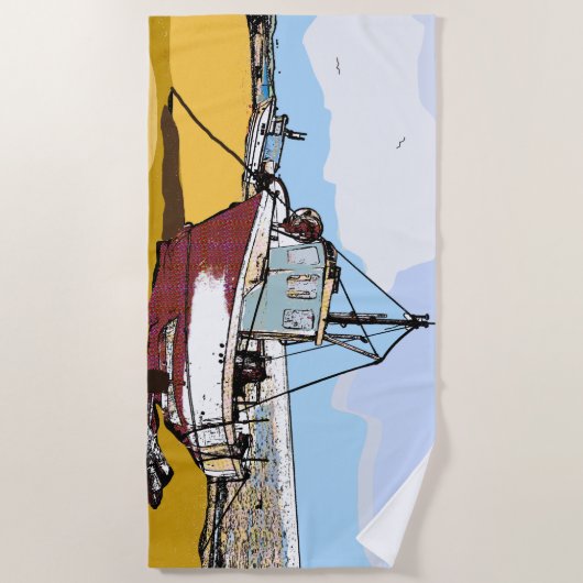 Quaint Fishing Boat Strandtuch (Vorderseite)