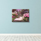 Quaint Floral Get-a-Way mit einem Teich Leinwanddruck (Insitu (Holzboden))