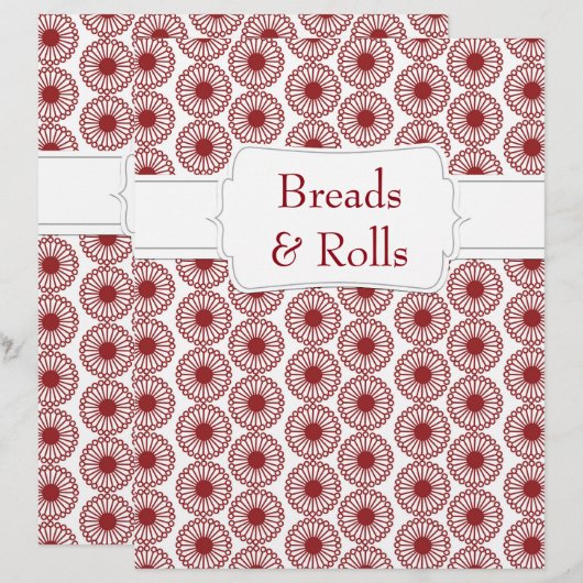 Quaint Maroon Floral Rezept Division (Vorne/Hinten)