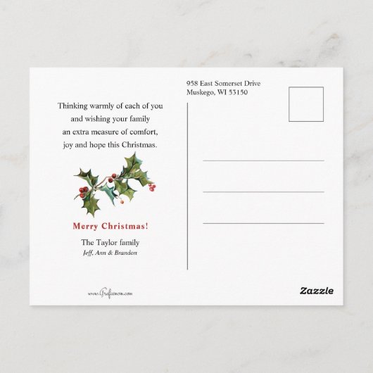 Quaint Nostalgic Vintag Rustikale Winterlandschaft Postkarte (Rückseite)