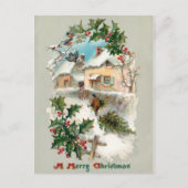 Quaint Nostalgic Vintag Rustikale Winterlandschaft Postkarte (Vorderseite)