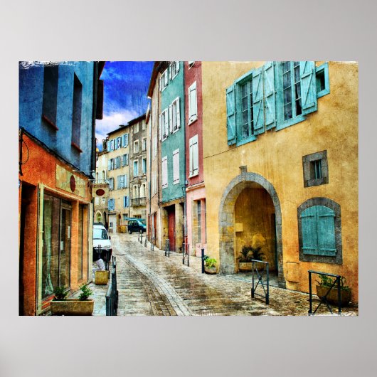 Quaint Old Cobblestone Street Poster (Vorne)