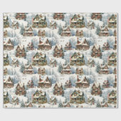 Quaint Rustic Snow Covered Viktorianische Hütten Geschenkpapier (Flach)