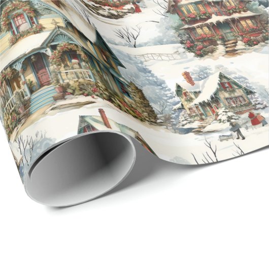 Quaint Rustic Snow Covered Viktorianische Hütten Geschenkpapier (Rolleneckpunkt)