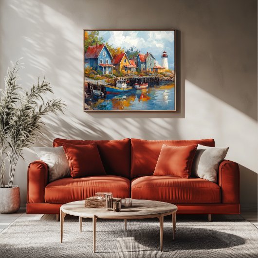 Quaint Seaside Fishing Village Leinwanddruck