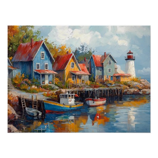 Quaint Seaside Fishing Village Poster (Vorderseite)