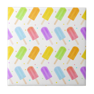 Quaint Tasty Summer Watercolor Popsicle Muster Fliese