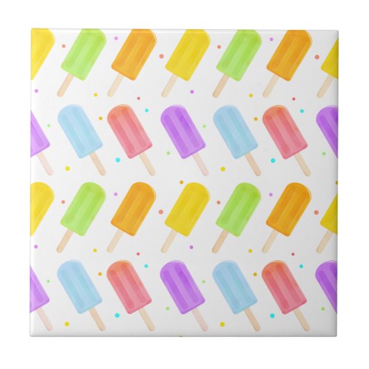Quaint Tasty Summer Watercolor Popsicle Muster Fliese (Vorderseite)