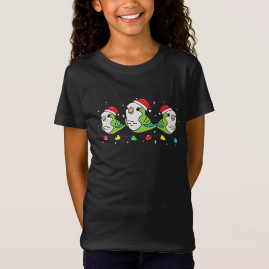 Quaker Papagei Vogel Weihnachtslicht Funny Haustie T-Shirt (Vorderseite)