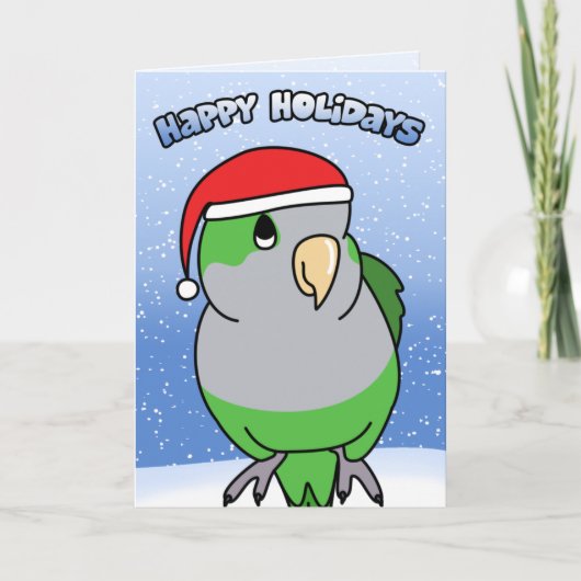 Quaker Parakeet Happy Holidays Weihnachtskarte Feiertagskarte (Vorderseite)
