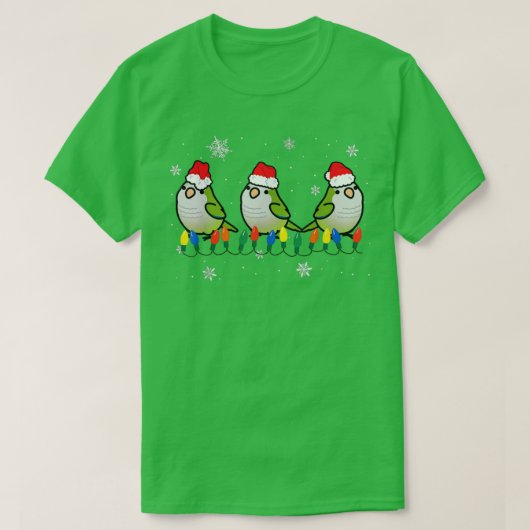 Quaker Parrot Bird Weihnachtslicht Funny Pet Xmas T-Shirt (Design vorne)