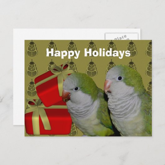 Quaker Parrot Weihnachtskarte Feiertagspostkarte (Vorne/Hinten)