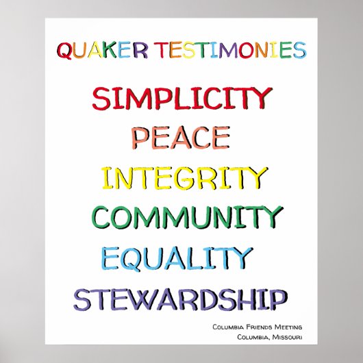 Quaker Testimony Poster Custom (Vorne)