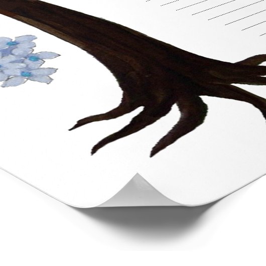 Quaker Wedding 60 Gäste, blauer Baum des Lebens Poster (Ecke)