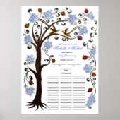 Quaker Wedding 60 Gäste, blauer Baum des Lebens Poster (Vorne)