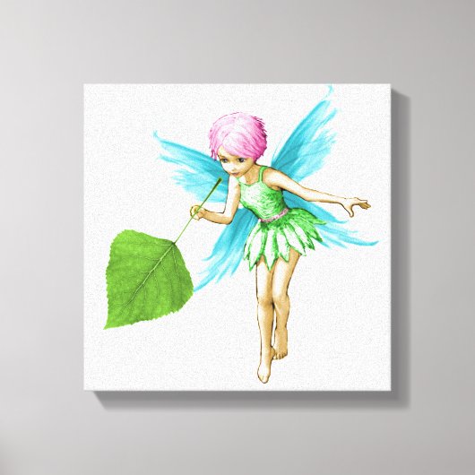 Quaking Aspen Tree Fairy Holding Leaf Leinwanddruck (Vorderseite)