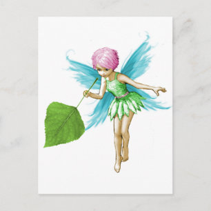 Quaking Aspen Tree Fairy Holding Leaf Postkarte