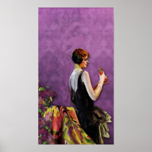 QUALIDA, FASHION DER 1920er Jahre in GOLD und LILA Poster