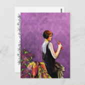 QUALIDA, FASHION DER 20er Jahre in PLUM und GOLD Postkarte (Vorne/Hinten)