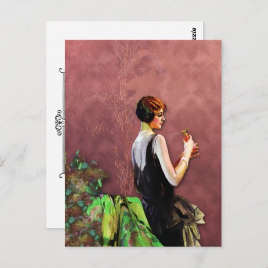 Qualida, Zwanzigerjahre Mode im Grün und in der Postkarte (Vorne/Hinten)