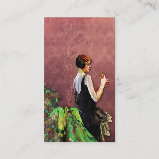 Qualida, Zwanzigerjahre Mode im Grün und in der Visitenkarte (Vorderseite)