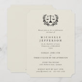 Qualifikationen für Cream Law Laurel Wreath Einladung (Vorne/Hinten)