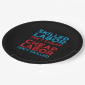 Qualifizierte Arbeit ist nicht billig, billige Arb Pappteller (Schrägansicht)